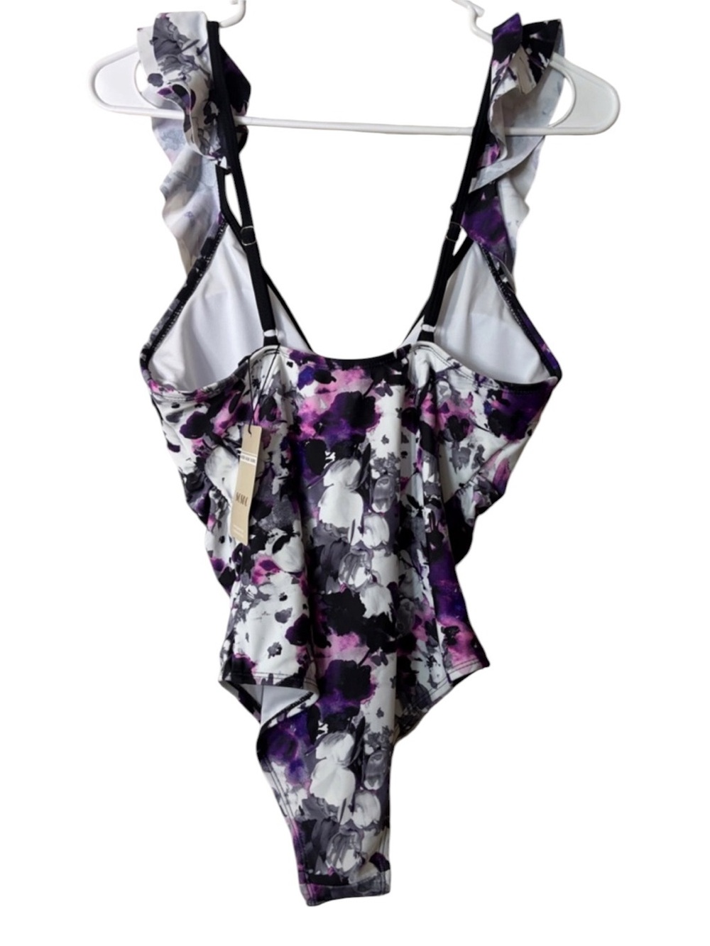 SCSKC Purple Floral One-Piece Swimsuit with Ruffle Straps. Size 10. NWT - Picture 3 of 5
